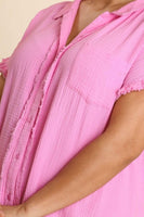 Umgee Gauze Shirt Dress in Bubble Pink Dresses Umgee   