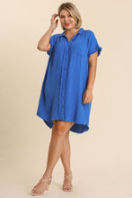 Load image into Gallery viewer, Umgee Gauze Shirt Dress in Sapphire Blue Dresses Umgee   
