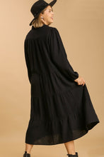 Load image into Gallery viewer, Umgee Gauze Tiered Maxi Dress in Black Dresses Umgee   
