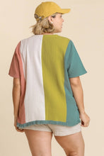 Load image into Gallery viewer, Umgee Vertically Striped Color Block Top in Mint and Peach Shirts &amp; Tops Umgee   
