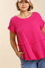 Load image into Gallery viewer, Umgee Gauze Short Sleeve Top in Hot Pink Shirts &amp; Tops Umgee   
