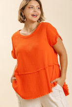 Load image into Gallery viewer, Umgee Gauze Short Sleeve Top in Orange Shirts &amp; Tops Umgee   
