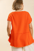 Load image into Gallery viewer, Umgee Gauze Short Sleeve Top in Orange Shirts &amp; Tops Umgee   
