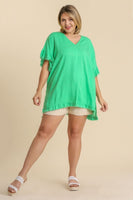 Umgee Ruffled Tunic Top in Lime Green FINAL SALE  Umgee   
