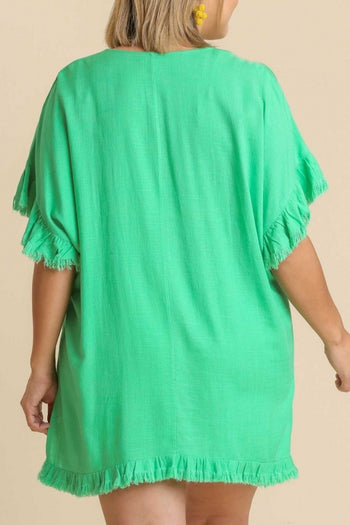 Umgee Ruffled Tunic Top in Lime Green FINAL SALE  Umgee   