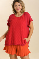 Umgee Top with Polka Dot Detail in Red  Umgee   