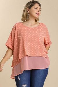 Umgee Layered Top with Polka Dot Details in Apricot  Umgee   