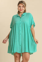 Load image into Gallery viewer, Umgee Short Sleeve Flowy Dress in Peppermint Dresses Umgee   
