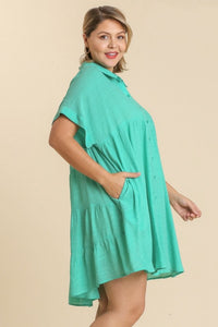 Umgee Short Sleeve Flowy Dress in Peppermint Dresses Umgee   