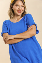 Load image into Gallery viewer, Umgee Cobalt Blue Top with Fringe Trim FINAL SALE Tops Umgee   
