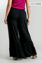 Load image into Gallery viewer, Umgee Black Wide Leg Ruffle Pants 1xl Bottoms Umgee   
