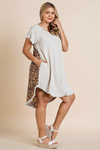Load image into Gallery viewer, Umgee Oatmeal Dress with Animal Print Back Dresses Umgee   
