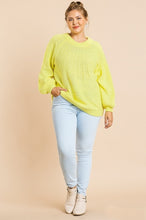 Load image into Gallery viewer, Umgee Yellow Neon Puff Sleeve Sweater Tops Umgee   
