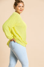 Load image into Gallery viewer, Umgee Yellow Neon Puff Sleeve Sweater Tops Umgee   
