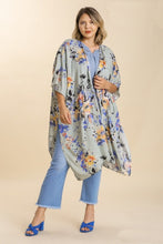Load image into Gallery viewer, Umgee Floral Print  Open Front Long Kimono in Sage Combo Kimono Umgee   
