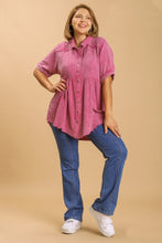 Load image into Gallery viewer, Umgee Mineral Wash Baby Doll Tunic Top in Hot Pink Shirts &amp; Tops Umgee   
