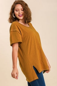 Umgee Oversized Cotton Tunic with Twisted Binding in Camel Top Umgee   