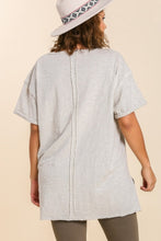 Load image into Gallery viewer, Umgee Oversized Cotton Tunic with Twisted Binding in Heather Grey Top Umgee   
