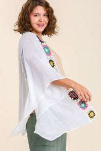 Umgee Off White Kimono with Colorful Crochet Details Kimono Umgee   
