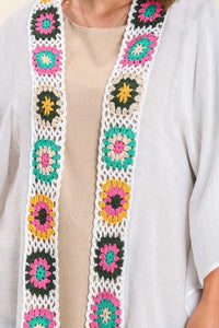 Umgee Off White Kimono with Colorful Crochet Details Kimono Umgee   