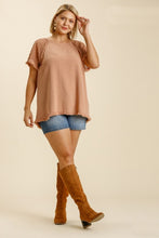 Load image into Gallery viewer, Umgee Clay Top with Crochet Sleeves Top Umgee   
