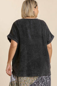 Umgee Mineral Washed Top in Black Shirts & Tops Umgee   