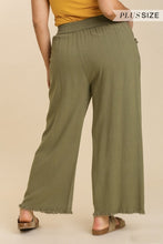 Load image into Gallery viewer, Umgee Wide Leg Linen Pants in Light Olive Bottoms Umgee   
