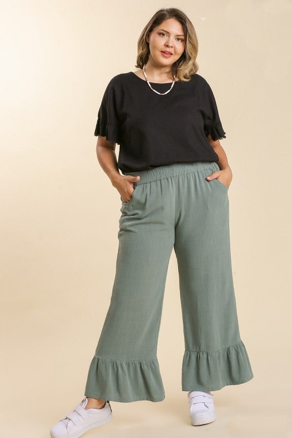 Umgee Lagoon Ruffle Pants-FINAL SALE Pants Umgee   