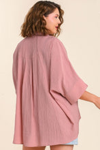 Load image into Gallery viewer, Umgee Pleated Batwing Short Sleeve Button Up Top in Mauve Top Umgee   
