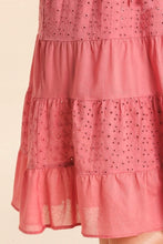 Load image into Gallery viewer, Umgee Eyelet Split Neck Tiered Maxi Dress in Mauve Dress Umgee   
