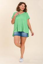Load image into Gallery viewer, Umgee Waffle Knit Boatneck Batwing Top in Mint Green Top Umgee   
