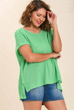 Load image into Gallery viewer, Umgee Waffle Knit Boatneck Batwing Top in Mint Green Top Umgee   
