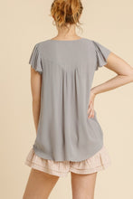 Load image into Gallery viewer, Umgee Top with Crochet Lace Details in Dove Grey Shirts &amp; Tops Umgee   
