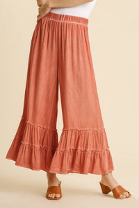 Umgee Ruffle Pants in Canyon Clay Tops Umgee   